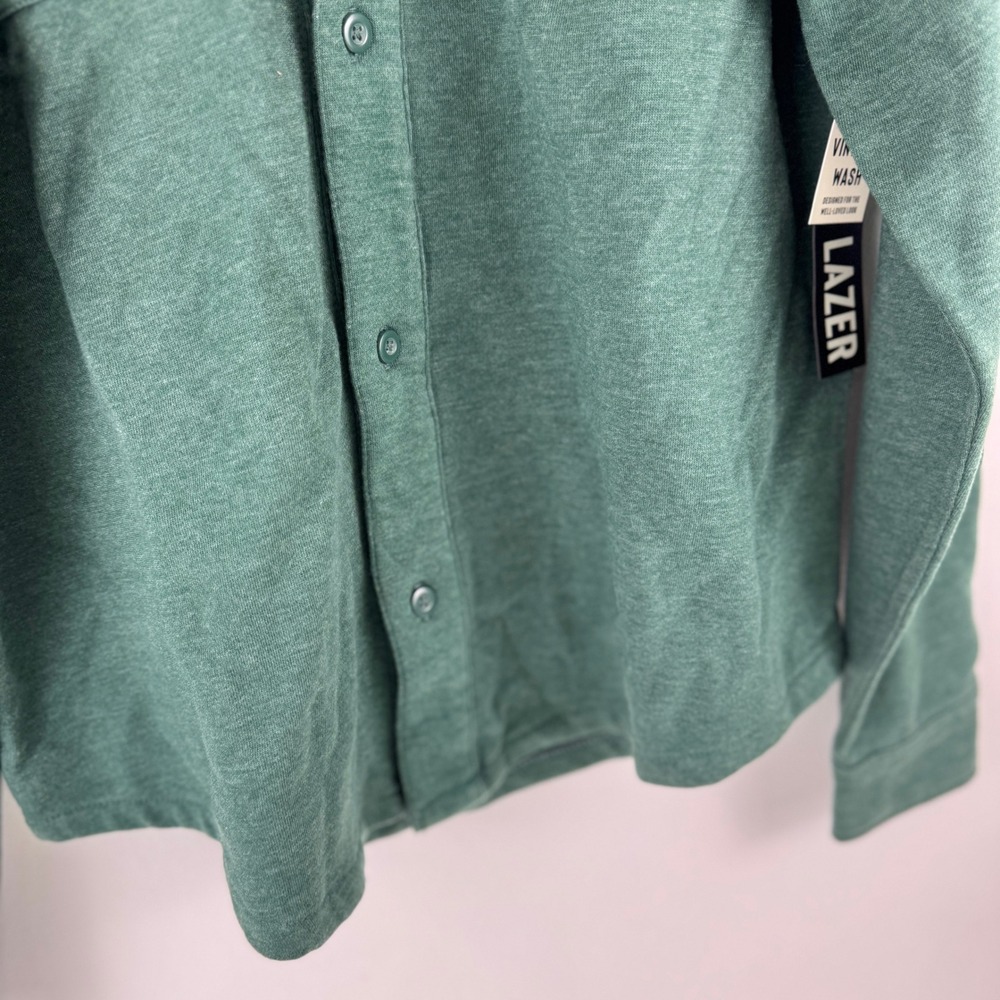 LAZER Mens Relaxed Fit Fleece Shirt Jacket Deep Emerald ML71219 Green Shacket L - Picture 11 of 14